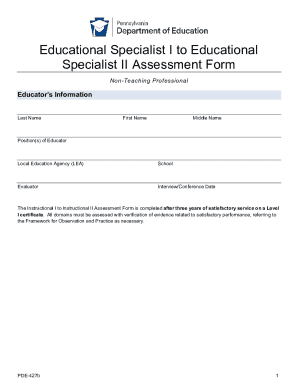Educational Specialist I to II Assessment Form