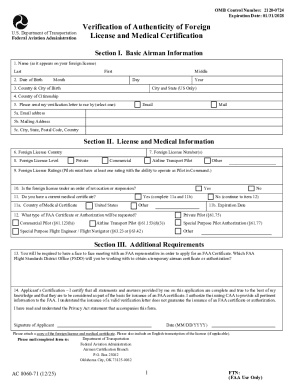 FAA Form AC 8060-71 Verification