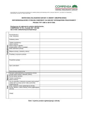 Poland Civil Liability Driver Damage Claim Form