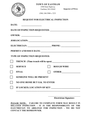 Electrical Inspection Request Form