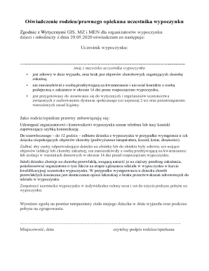 Parent Consent Form for Child Camp Participation