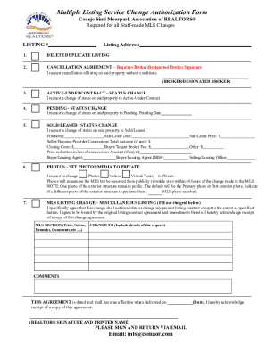 Multiple Listing Service Change Authorization Form