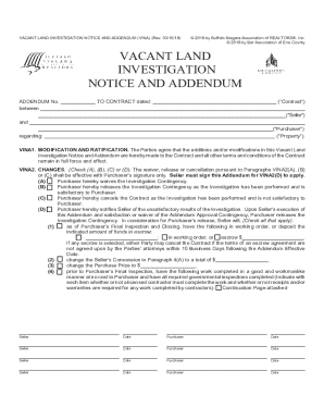 Vacant Land Investigation Notice and Addendum