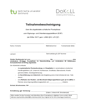 German Student Teaching Practice Certificate