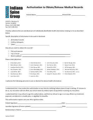 Authorization to Obtain/Release Medical Records