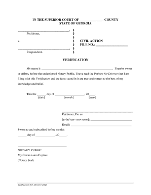 Georgia Divorce Verification Form