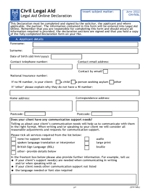 Legal Aid Online Declaration CIV/SOL