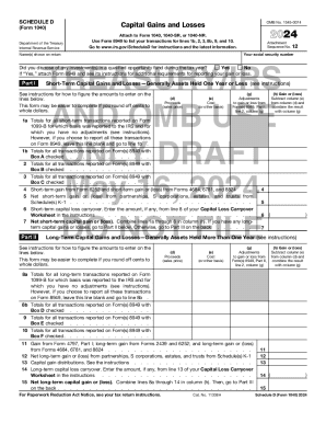 Schedule D Form 1040 Capital Gains and Losses