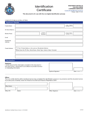 Western Australia Firearms Identification Certificate