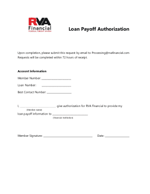 Loan Payoff Authorization Form