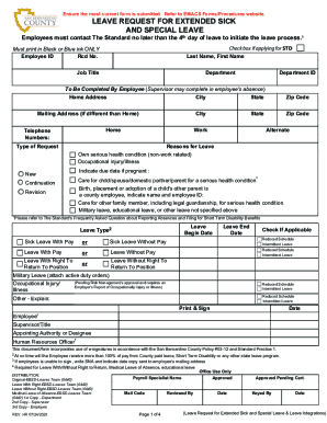 Leave Request for Extended Sick and Special Leave