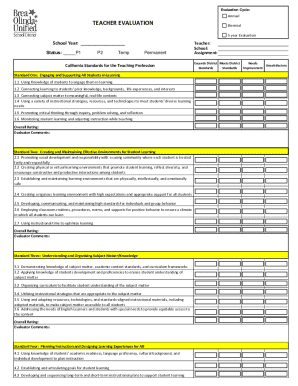California Teacher Evaluation Form