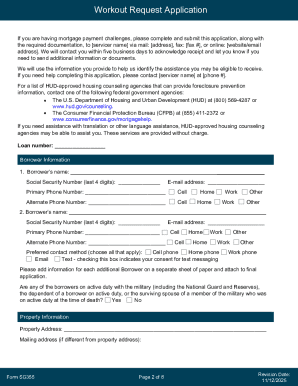 Workout Request Application Form SG355