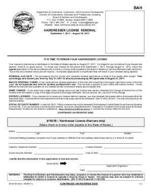 Alaska Hairdresser License Renewal