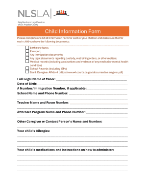 Child Information Form