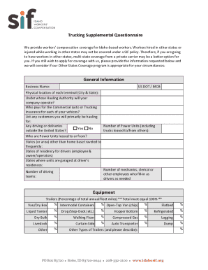 Trucking Supplemental Questionnaire