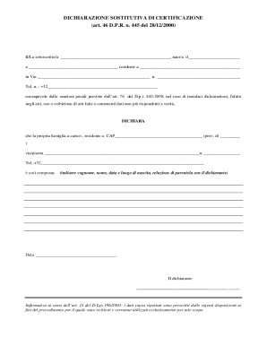 Italian Self-Certification Declaration