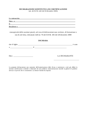 Italian Self-Certification Declaration