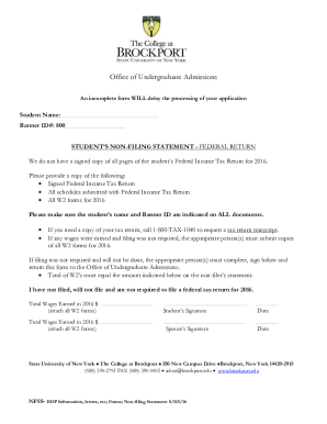 Student Non-Filing Statement