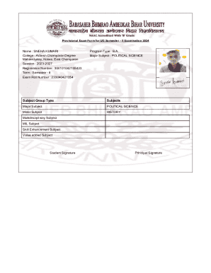 Provisional Exam Form for UG Semester II