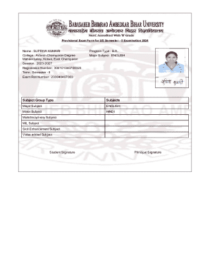 Provisional Exam Form for UG Semester II