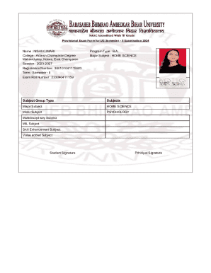 Provisional Exam Form for UG Semester II