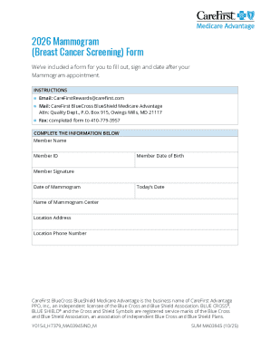 2026 Mammogram Screening Form