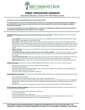FCB Credit Application Checklist