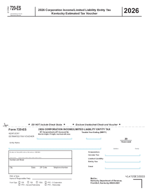 Kentucky 2026 Corporation Income Tax Voucher