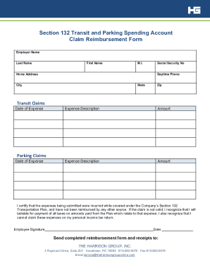 Section 132 Transit and Parking Claim Reimbursement Form
