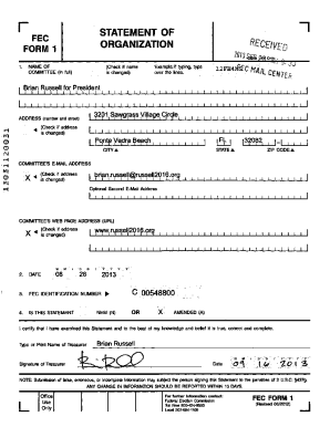 FEC Form 1 Statement of Organization