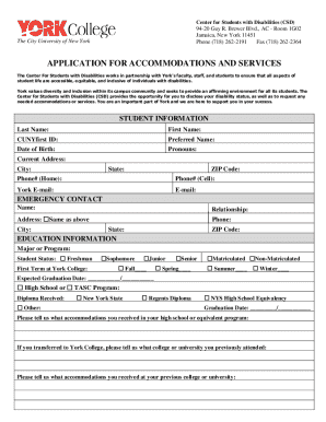 Application for Accommodations and Services