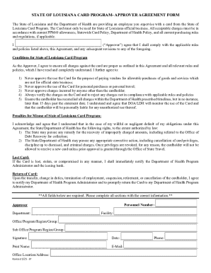 Louisiana Card Program Approver Agreement Form