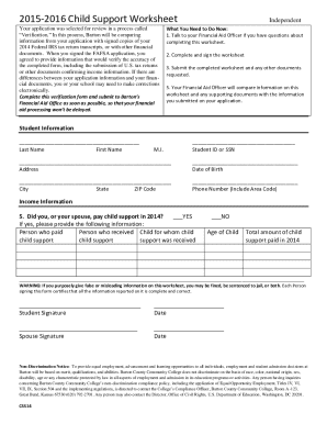 2015-2016 Child Support Worksheet
