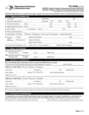 NYSHIP Health Insurance Transaction Form