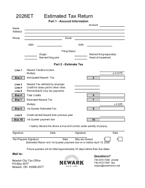 Newark Estimated Tax Return