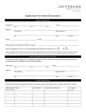 Jefferson County General Assistance Application