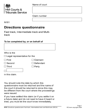 N181 Directions Questionnaire