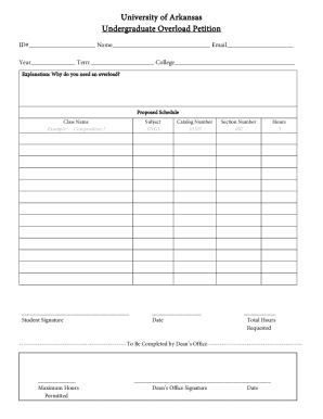 University of Arkansas Undergraduate Overload Petition