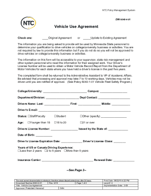Vehicle Use Agreement