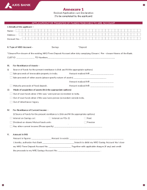 Application for Transfer of Funds from NRO to NRE Account