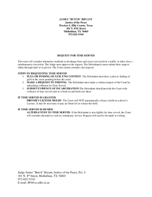 Texas Time Served Request Form