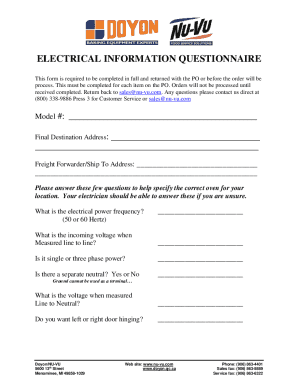 Electrical Information Questionnaire