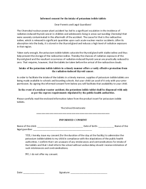 Informed Consent for Potassium Iodide Tablets