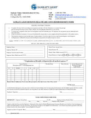 Sankaty Light Healthcare Costs Reimbursement Form