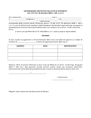 Dichiarazione Sostitutiva Atto Notorietà