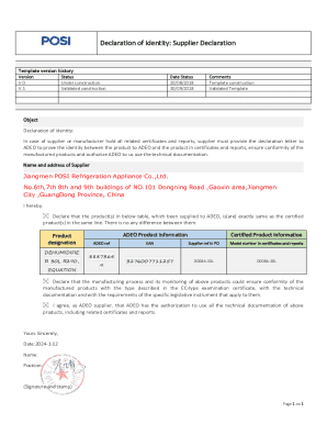 Supplier Declaration of Identity