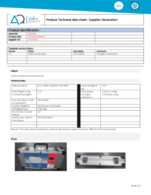 Supplier Declaration Technical Data Sheet