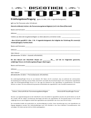 German Youth Supervision Authorization Form