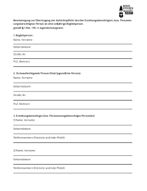 German Parental Consent Form for Youth Supervision